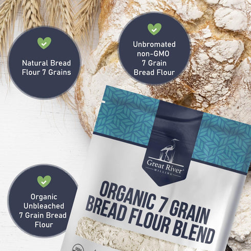 7 5 Lb Great River Milling Organic Grain Blend Bread Flour | Unbleached & Unbromated | Non-GMO, Kosher Certified |