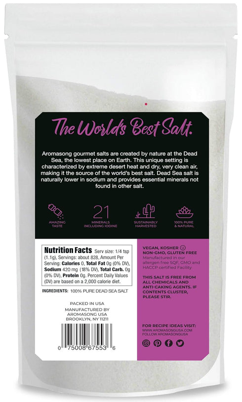 100% 19 Lb, (Packaging Aromasong Natural Sea Salt Bulk Food Grade Coarse Grain, Large Resealable Bag, Pure Gluten Free