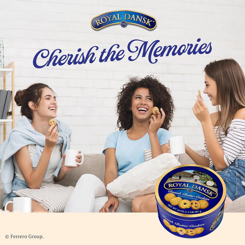 24 oz Royal Dansk Danish Butter Cookies, Premium Assorted Cookies Made with Real Butter, Great for Sharing and Hosting