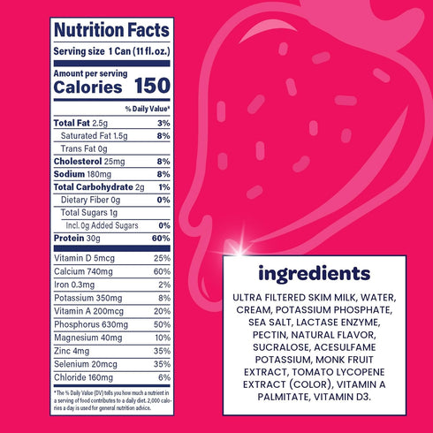 30g 150 10 11 oz, 10 Nurri - Protein Ultra Filtered Milk Shake Strawberry - Lactose Free, Low Sugar, Calories, Vitamins