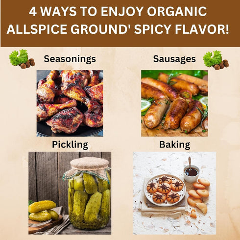 SPICY ORGANIC Pure Organic Allspice Ground 4 oz., Certified USDA Organic Seasoning for Baking, Marinades, and Sauces