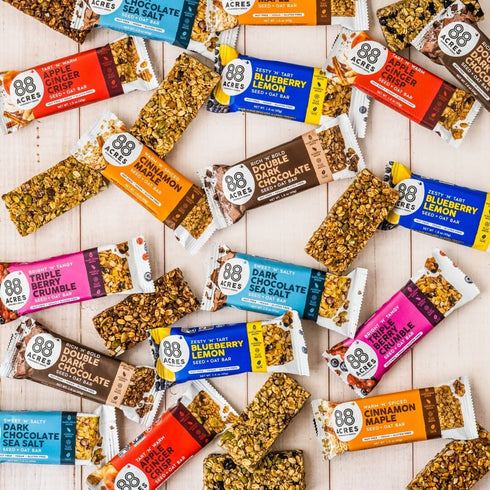 88 Pack, 6 Count, Acres Granola Bars Variety School Safe, Allergen Free Seed & Oat Snack Bar, Gluten & Nut Free, Vegan