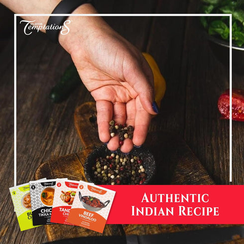 Flavor Temptations Beginner Seasoning Set: TIKKA MASALA, BUTTER CHICKEN, TANDOORI CHICKEN, BEEF VINDALOO Indian Food