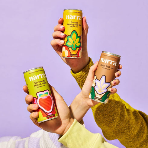 (12 Pack) (5060mg Narra Oat Milk Tea Latte - Strawberry Matcha Latte, Organic Ceremonial Grade Matcha, Smooth, Balanced