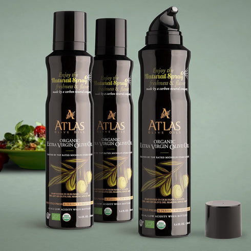 5.4 oz, 3 Pack, Olive Oil Spray by Atlas, Dual Function Olive Oil Cooking Spray and Stream, fl Extra Virgin, Non Stick