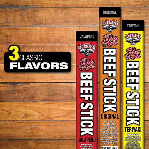 1.75-Ounce Packages, 11 (Pack 26) OId Trapper Original Deli-Style Beef Sticks, Individually Wrapped Grams of Protein