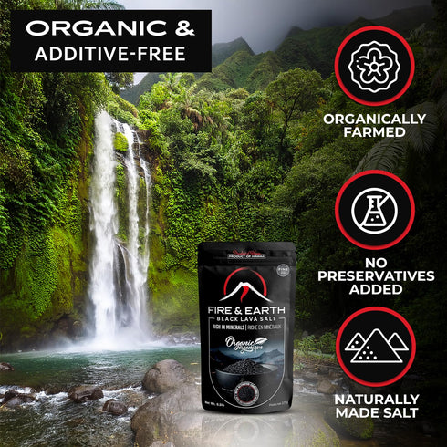 Fire & Earth 0.5lb Rimming Pack 1 - Organic Hawaiian Lava Black Sea Salt - Black Salt - Gourmet Finishing Salt