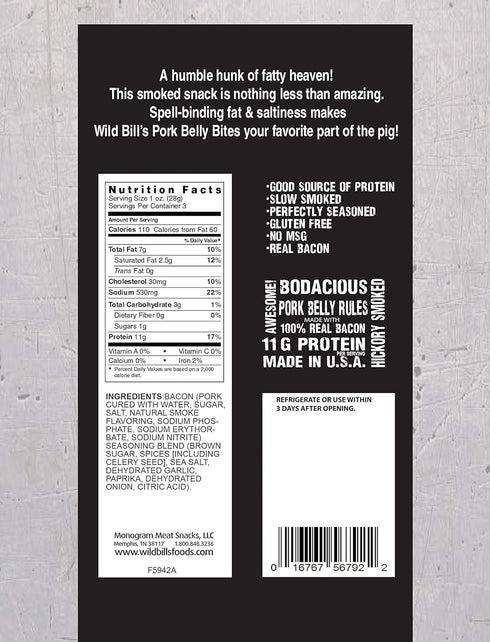 Wild Bill’s Pork Belly Bites, 3 Ounce Pack, 3 Count