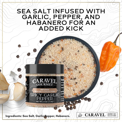 3-Pack 4 oz Pinch Garlic Sea Salt Gift Bundle - Herb, Pepper, & Smoked Garlic Salt Seasoning for Finishing & Cooking