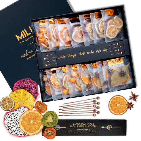 Cocktail Garnish, PREMIUM GIFT SET, with COCKTAIL PICKS I 100% Natural Dehydrated