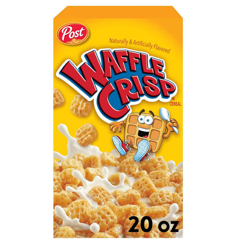 Post Waffle Crisp Breakfast Cereal, Sweetened Waffle Shaped Cereal, 20 OZ Box