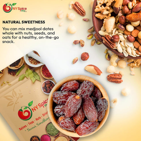 3 NY Spice Shop Medjool Dates - Pound California Natural Delight Medjool Pitted Fresh Dates Bulk - Sweet Candied Large