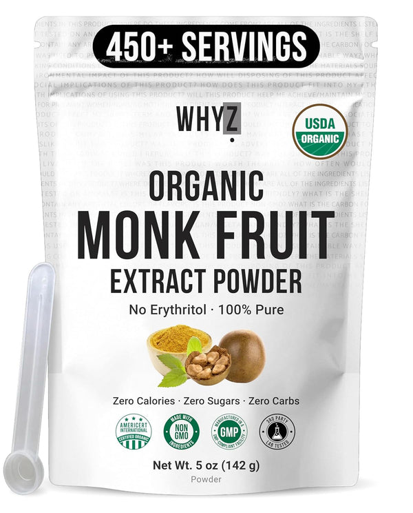 Organic Monk Fruit Extract, 5 oz, Pure Monk Fruit Sweetener Organic No