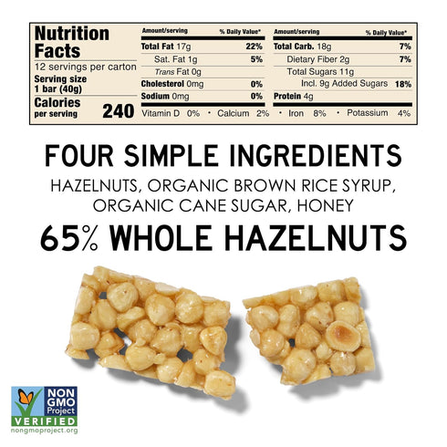40 4Ingredient 40g (Pack 12) South Snacks Hazelnut Crunch Bar, HoneySweetened, Snack, Bars