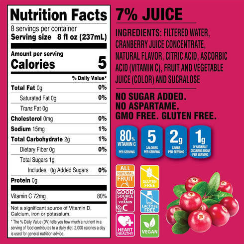 5 64 Oz (Pack 8) Langers Juice Cocktail, Cranberry, Fl