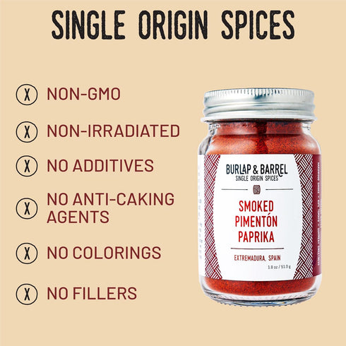 1.8oz Burlap & Barrel Smoked Pimentn Paprika Rich, Smoky Flavor with Mild Heat Smoked Paprika Powder for Cooking Savory