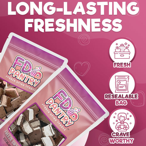 2.5oz (2 pack) Freeze Dried Icecream Sandwich Bites, Neapolitan & Vanilla - Crunchy & Sweet Freeze Dried Dessert Snack