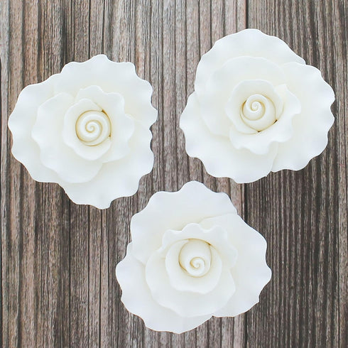 8 Count Global Sugar Art Aussie Rose White Sugar Cake Flower Large, by Chef Alan Tetreault