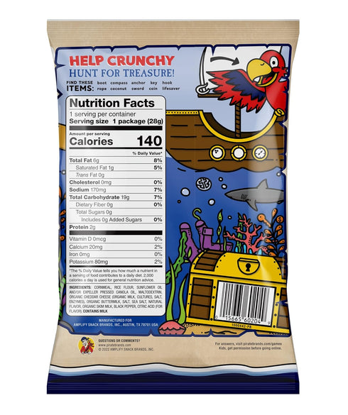 1oz (12ct) Pirate's Booty Aged White Cheddar Cheese Puffs, Gluten-Free, Kids Snacks