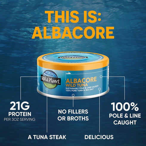 Albacore 5 (Pack 4), Packaging Wild Planet Wild Tuna, Sea Salt, Canned Tuna, Sustainably Wild-Caught, Pole & Line