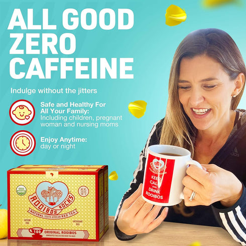 200 Caffeine Free Tea Organic Rooibos Tea Bags - Naturally Sweet Red Tea Safe for Children & Pregnant Women - Low