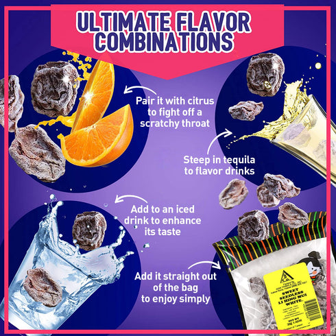 1.25 Sweet Seedless Li Hing Mui Crack Seed Plums | Hawaiian Favorite | Naturally Sweet Dried Asian Plum Candy | Ounce
