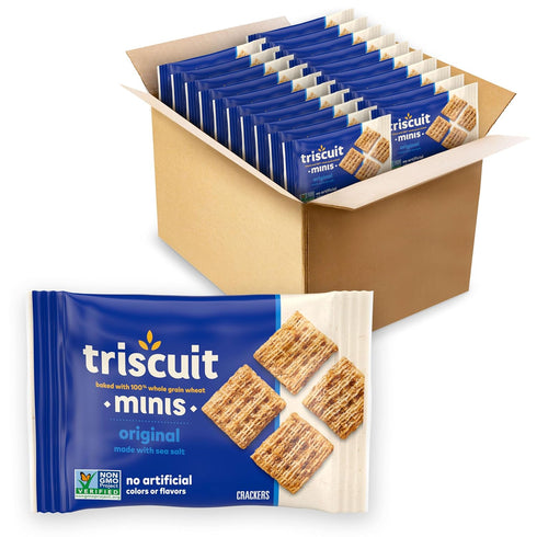 Triscuit Minis Original Whole Grain Wheat Crackers, Vegan Crackers, Bulk Lunch Snacks,