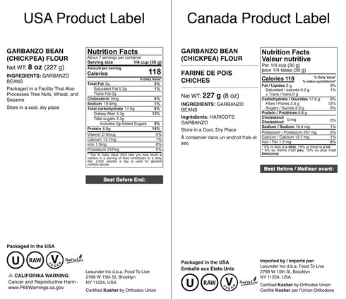 8 Food to Live Garbanzo Bean Flour, Ounces Finely Milled Chickpea Flour, Raw, Vegan, Kosher, Bulk, Good Source