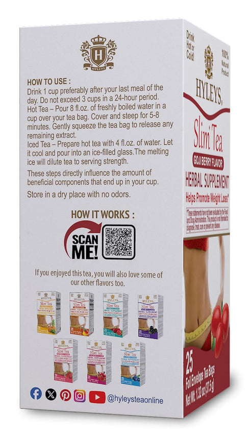 25 (1 Pack) HYLEYS Slim Tea Goji Berry Flavor - Weight Loss Herbal Supplement Cleanse and Detox - Tea Bags