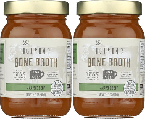 Epic Artisanal Bone Broth, Beef Jalapeno Sea Salt, 14 oz. (Pack of