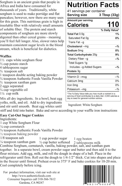 Authentic Foods 3lbs Sorghum Flour Superfine