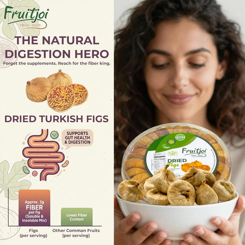 8.8 oz (250 Fruitjoi Turkish Dried Figs Premium Natural Figs, No Added Sugar, High Fiber Vegan Snack, Resealable