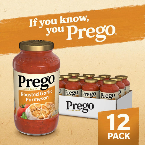 24 Oz, Pack 12 Prego Pasta Italian Tomato Sauce with Roasted Garlic & Parmesan Cheese