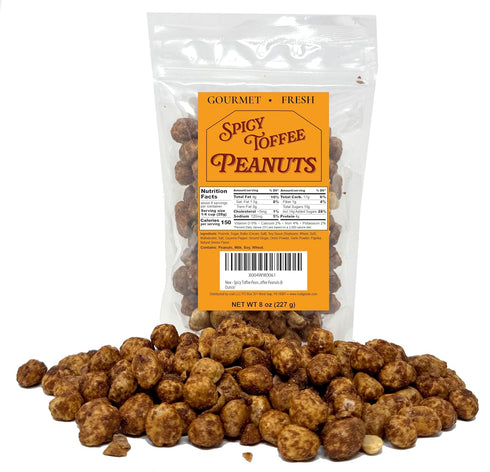 Spicy Toffee Peanuts, Cayenne Coated Butter Toffee Peanuts, Sweet and Spicy Snack