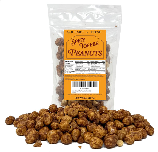 Spicy Toffee Peanuts, Cayenne Coated Butter Toffee Peanuts, Sweet and Spicy Snack