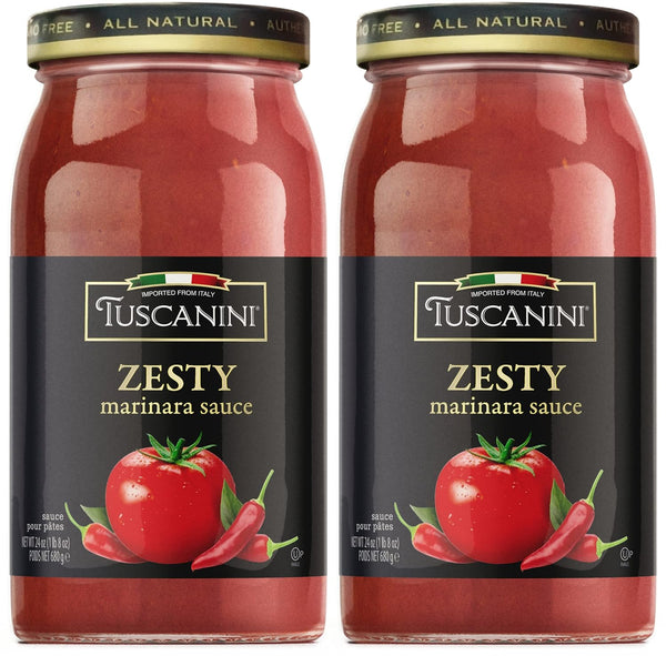 Tuscanini Zesty Italian Marinara Sauce, 24.3oz (2 Pack) | Authentic Italian Taste, Non GMO, Kosher, Product of Italy