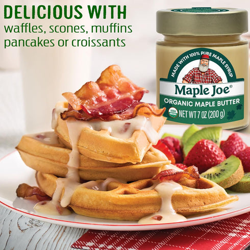 Maple Joe 100% 7oz 200g. (1 pack) Organic Maple Butter Spread Made with Natural Organic Grade A Syrup. Pure Cream
