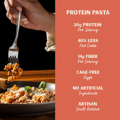 Elbows 30g 10oz (Pack 8) Al Dente Protein Pasta High Protein, Lower Carb, High Fiber. Artisanal Flavor: Cage-Free Eggs