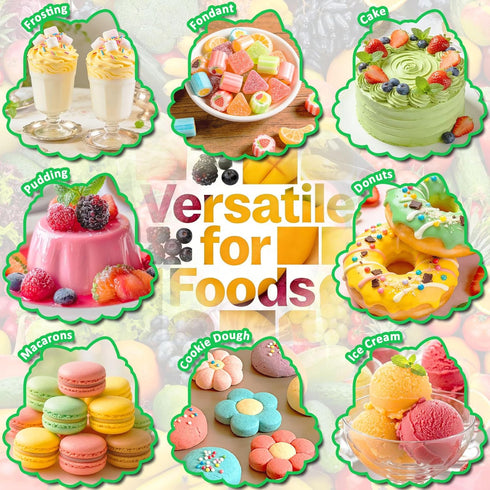 12 Set, 6ml/Bottle Natural Food Coloring - Vibrant Colors Natural Liquid Food Dye FD&C & Artificial Dye Free, Food