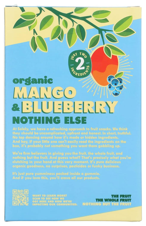 Gummies (5 8 40 (3.5 oz) SOLELY - Organic Mango & Blueberry Whole Fruit Bags per Box, boxes) - Real Fresh Fruit