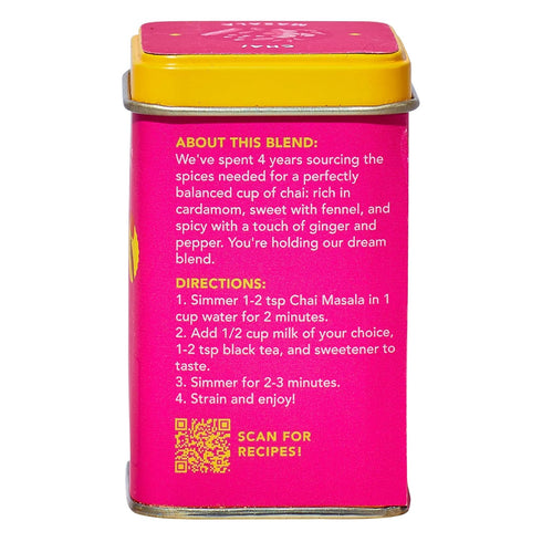 Diaspora Co. Chai Masala, Uncaffeinated Unsweetened Ground Spice Blend for Drinking & Baking, 45g Everyday Tin, Fresh