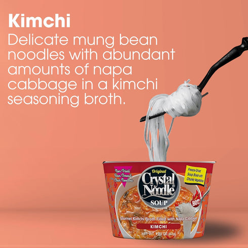 (Pack 6 1.83 OZ Crystal Noodle Soup, Kimchi, Savory Broth Filled with Spicy Napa Cabbage, of Cups)