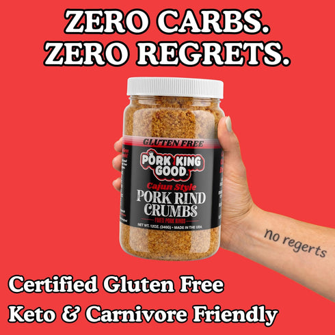 12 Oz Pork King Good Spicy Cajun Low Carb Keto Diet Pork Rind Breadcrumbs!Perfect For Ketogenic, Paleo, Gluten-Free