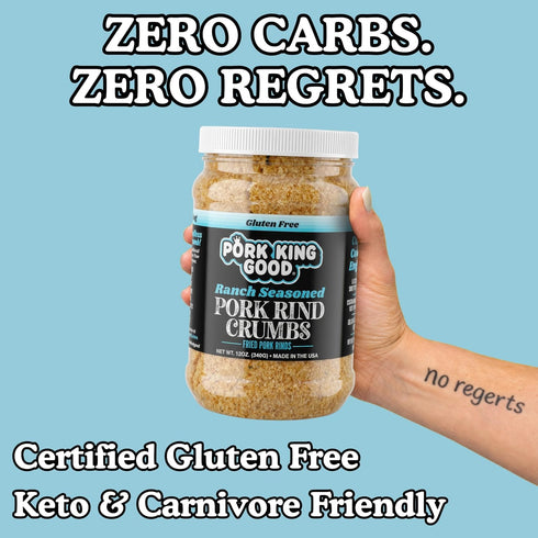12 Oz Pork King Good Low Carb Keto Diet Ranch Pork Rind Breadcrumbs! Perfect For Ketogenic, Paleo, Gluten-Free, Sugar