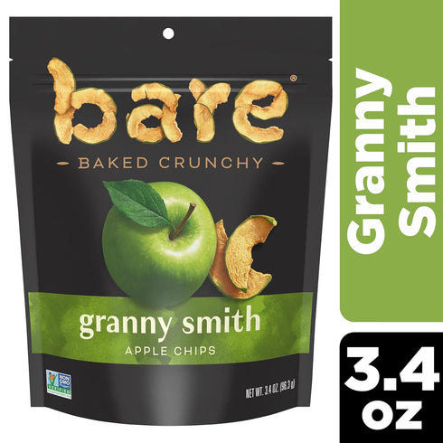 3.4 oz Bare Baked Crunchy Apple Chips, Granny Smith Apple, Gluten Free, Bag