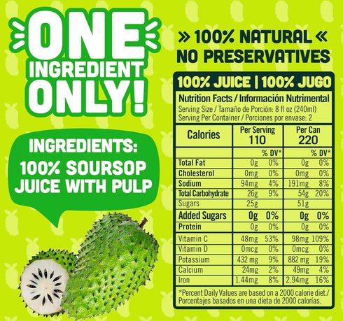 100% 16.57 oz (Pack 12) NILO Soursop Juice | Real Guanabana Soursop Graviola | NO Sugar added | NOT From Concentrate |