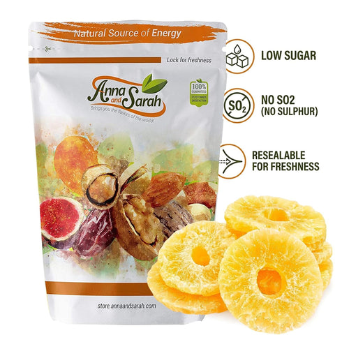 4 Lbs, SO2 64 Oz Dehydrated Pineapple Ring Slice Low Sugar, NO (NO SULPHUR), Natural, Fresh Sweet Dried Tropical