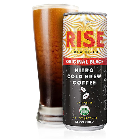 7 oz. (12 Pack) RISE Brewing Co. Original Black Nitro Cold Brew Coffee, No Sugar, Vegan, Organic & Non-GMO, Low