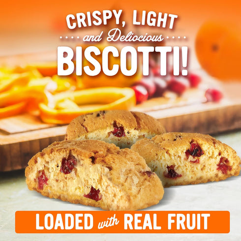 Cooper Street Twice Baked Orange Cranberry Biscotti Cookies - Light & Crispy Coffee Cookie Bites, 5oz, Kosher, Low