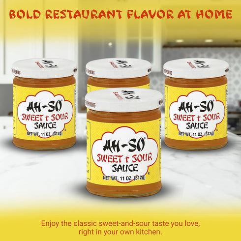 4 Pack (4 11 oz Ah-So Sweet & Sour Sauce Jars) | Classic Sweet-Tangy Dipping Sauce for Egg Rolls & Appetizers; Great